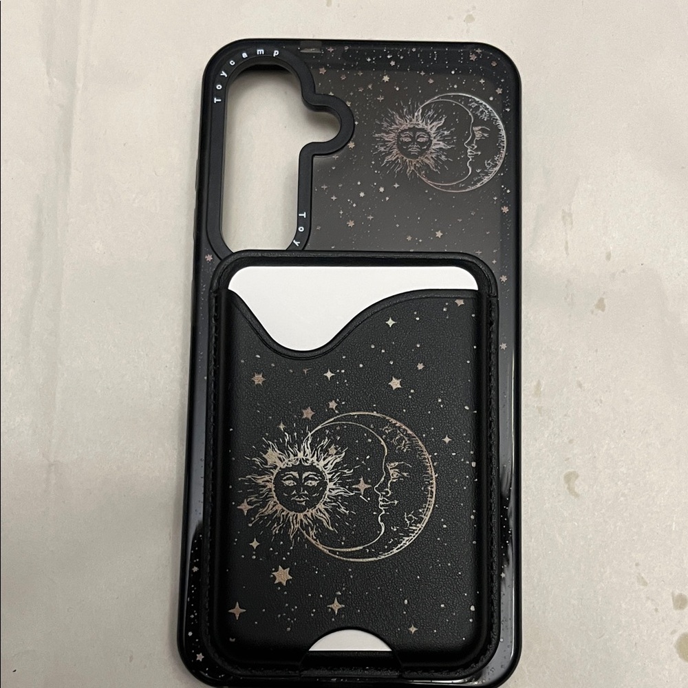 Black Sun & Moon Card Slot Phone Case